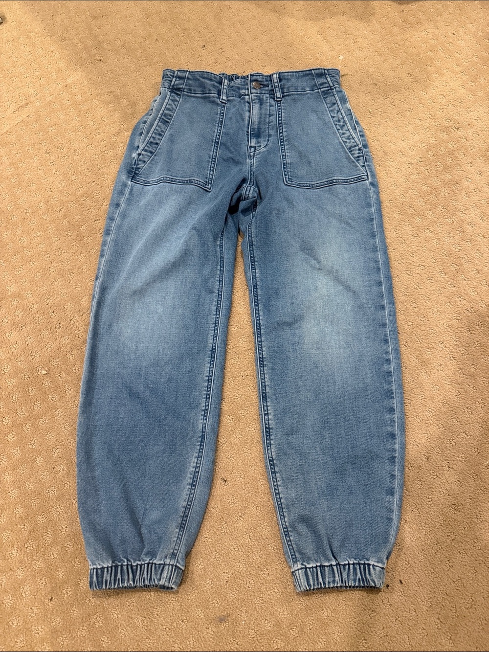 J. Crew Medium Blue Elastic Waist Denim Pants